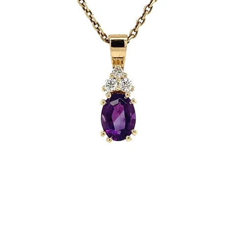 Vintage Audrey 14K Gold Pendant, Violet