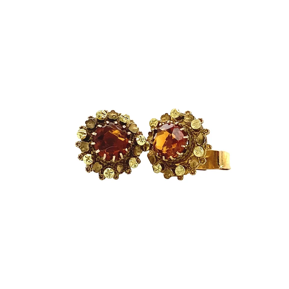 Vintage 14K Gold Stud Earrings with Citrine