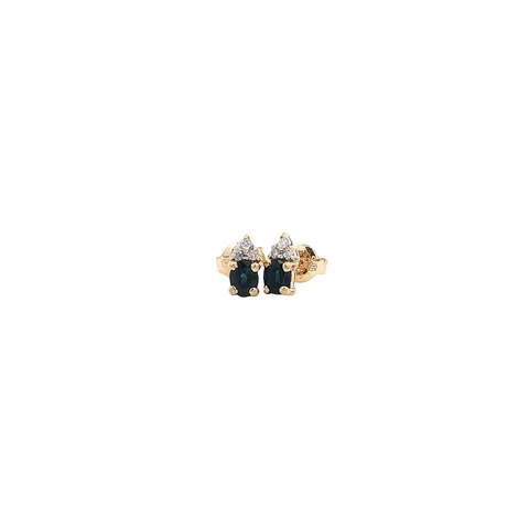 Vintage 14K Gold Stud Earrings with Sapphire and Diamond