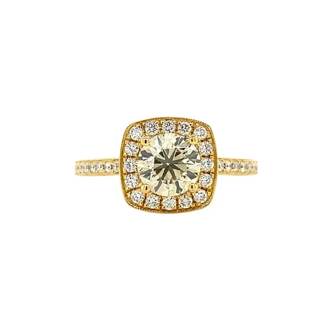 Vintage 18K Gold Cluster Ring with Diamond