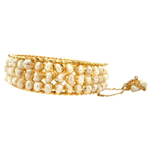 Vintage 20K Gold Bangle with Pearl