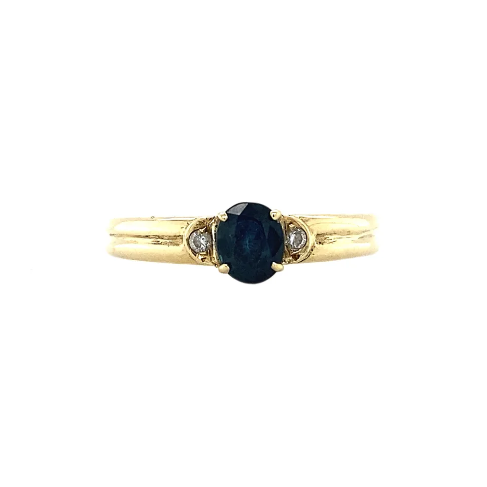 Vintage 14K Gold Ring with Sapphire and Diamond