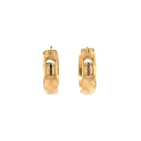 Vintage 18K Gold Hoop Earrings with Engraving