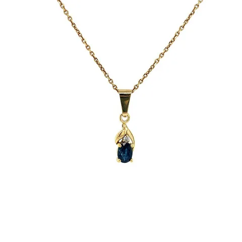 Vintage 14K Gold Pendant with Sapphire and Diamond