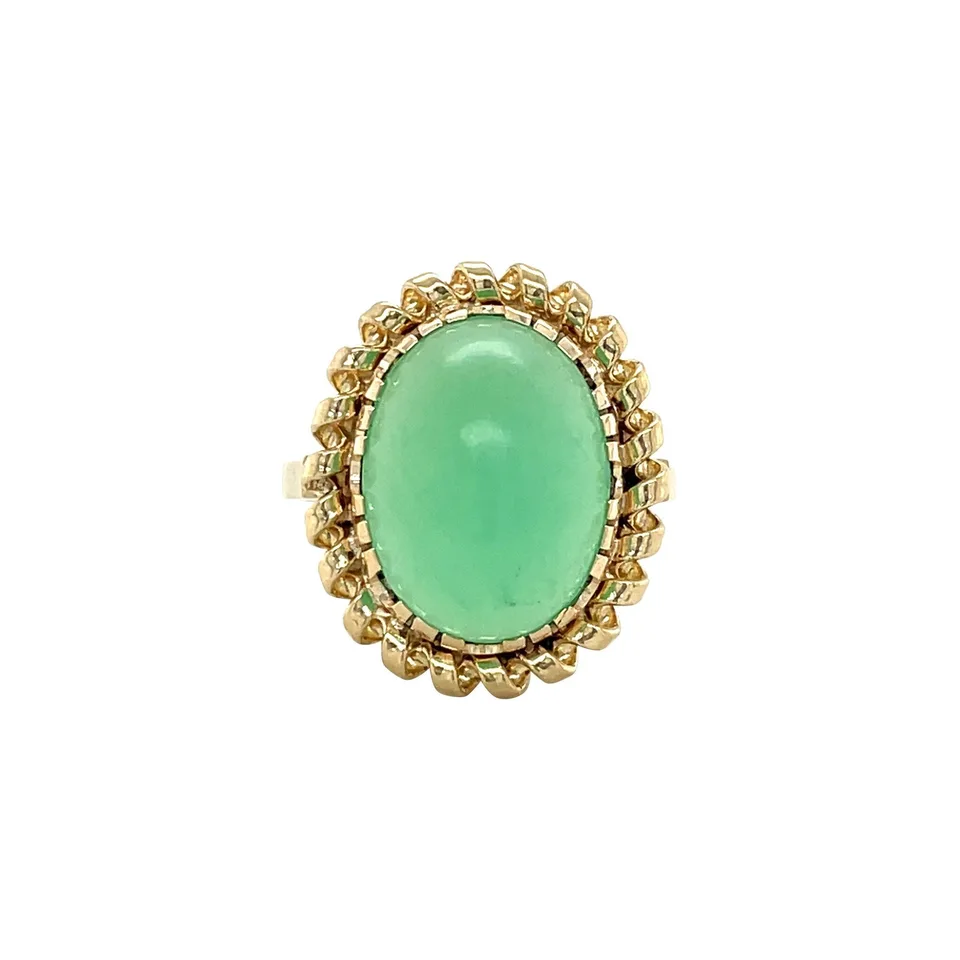Vintage 14K Gold Ring with Chrysoprase