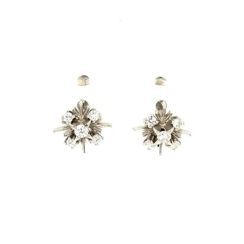 Vintage 18K White Gold Fancy Stud Earrings