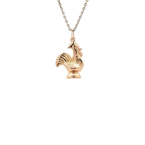 Vintage 18K Rose Gold Rooster Pendant