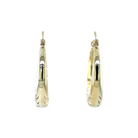 Vintage 14K Gold Fancy Hoop Earrings