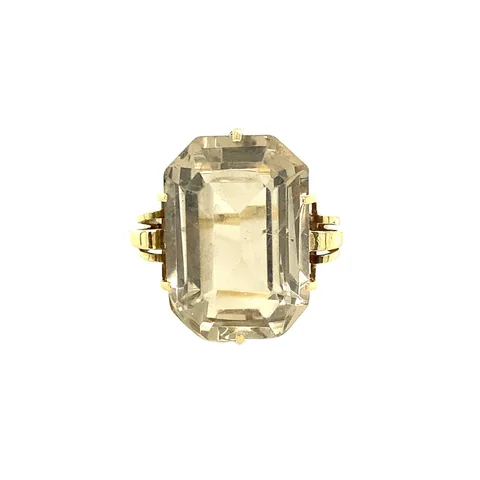 Vintage 14K Gold Ring with Light Smoky Topaz