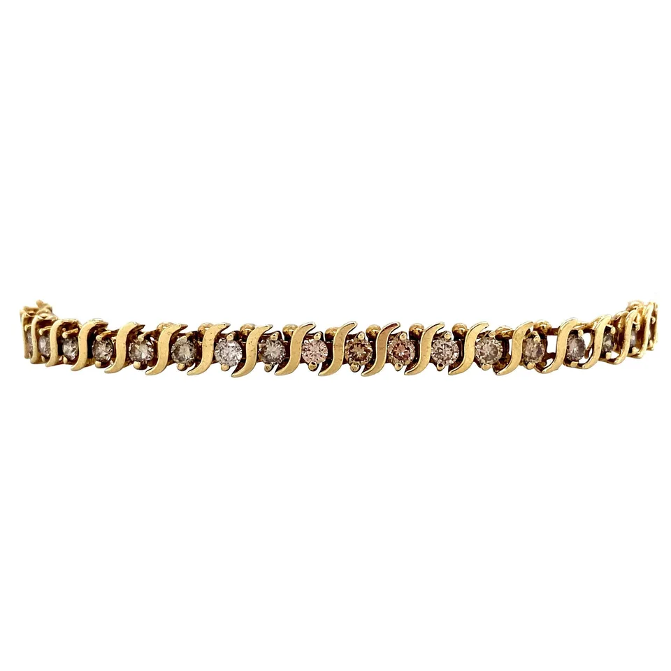 Vintage 14K Gold Tennis Bracelet with Diamond 18 cm