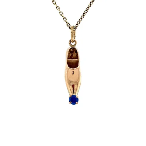 Vintage 14K Gold Arabic Shoe Pendant with Spinel