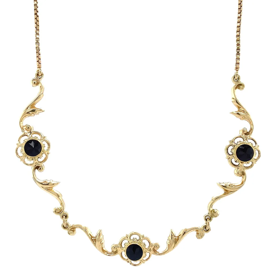 Vintage 14K Gold Fancy Necklace with Garnet 41.5 cm