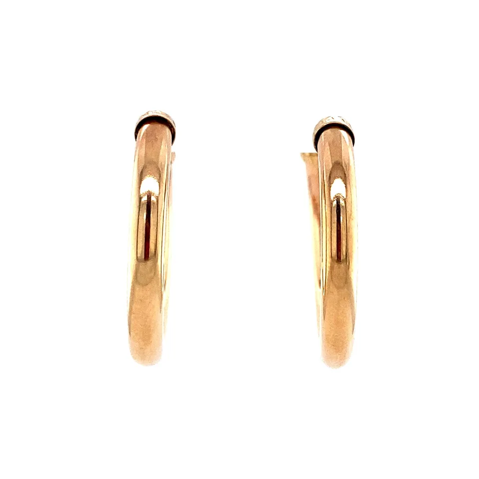 Vintage Smooth 9K Gold Hoop Earrings