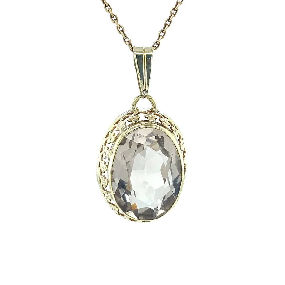 Vintage 14K Gold Pendant with Smoky Topaz