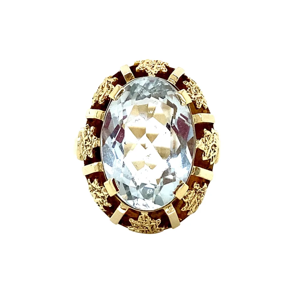 Vintage 14K Gold Ring with Aquamarine