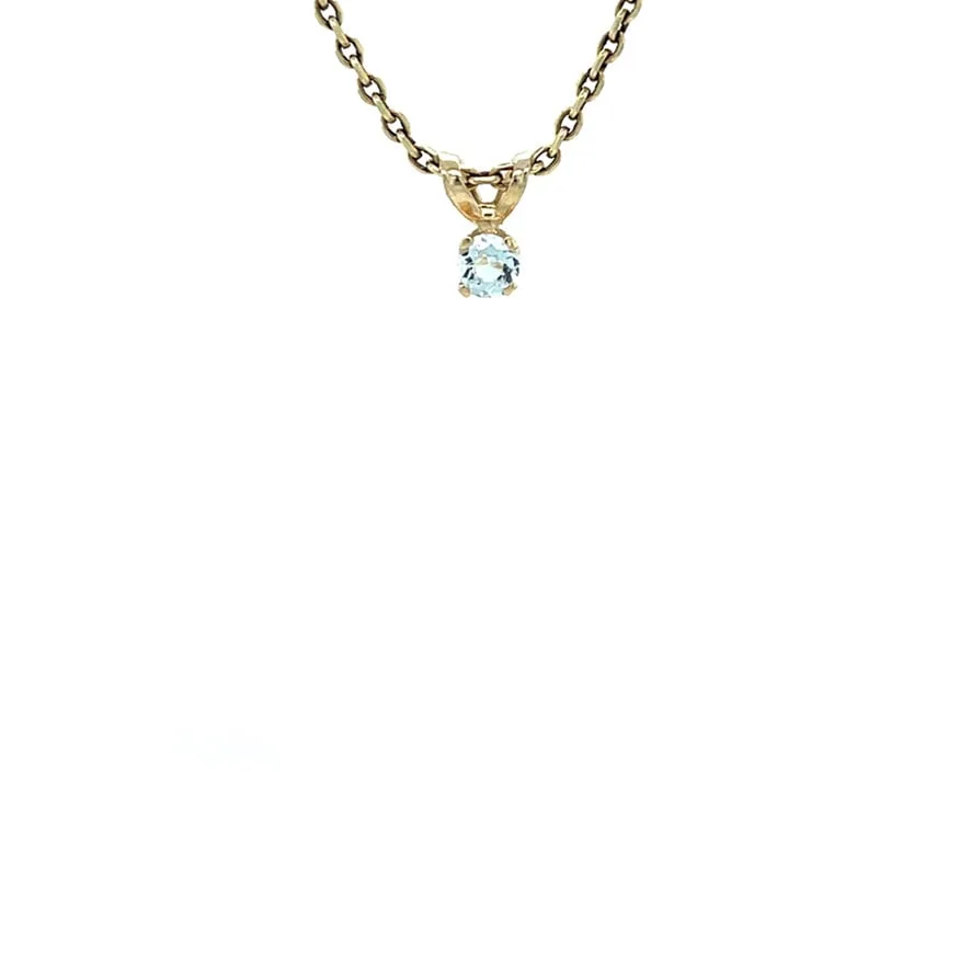 Vintage 14K Gold Solitaire Pendant with Aquamarine