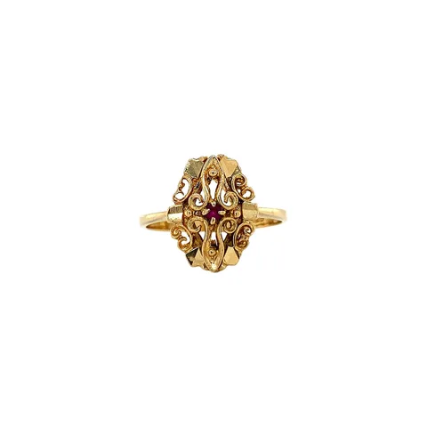Vintage 18K Gold Ring with Ruby