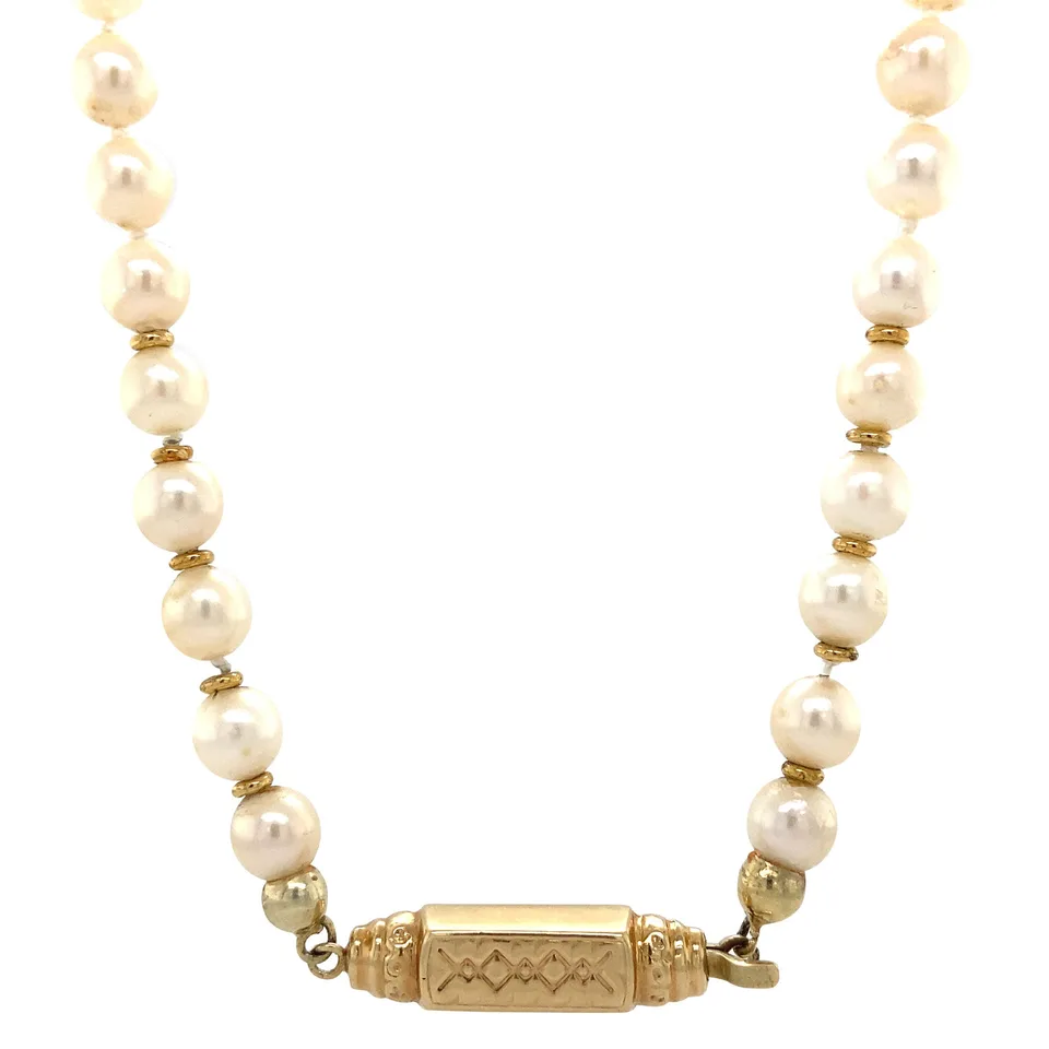 Vintage Pearl Necklace with 14K Gold Clasp