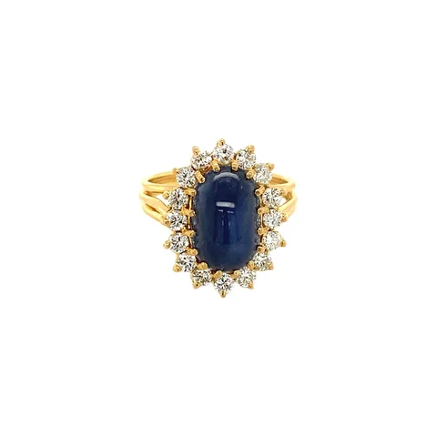 Vintage 22K Gold Ring with Sapphire and Diamond