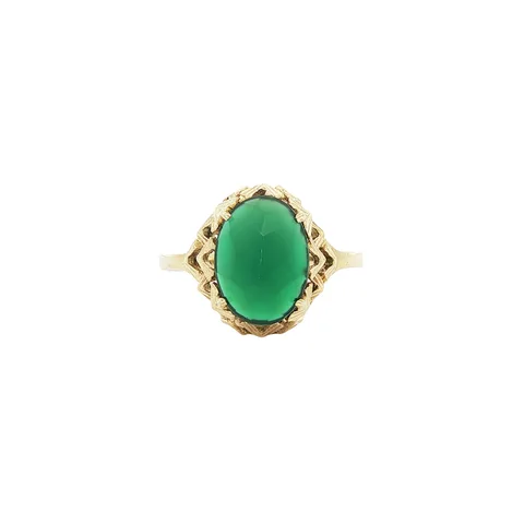 Vintage 14K Gold Ring with Green Agate