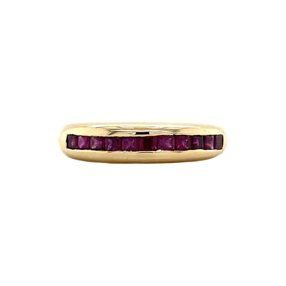 Vintage 14K Gold Railring with Ruby Ring