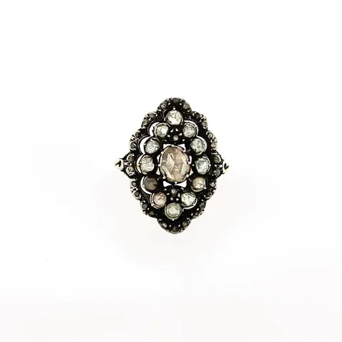 Vintage 14K Gold Ring with Rose Diamond in Silver