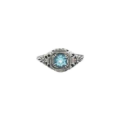 Vintage Sterling Silver Ring with Blue Topaz