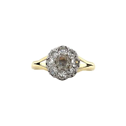 Vintage 14K Gold Retro Cluster Ring with Rose Cut Diamond