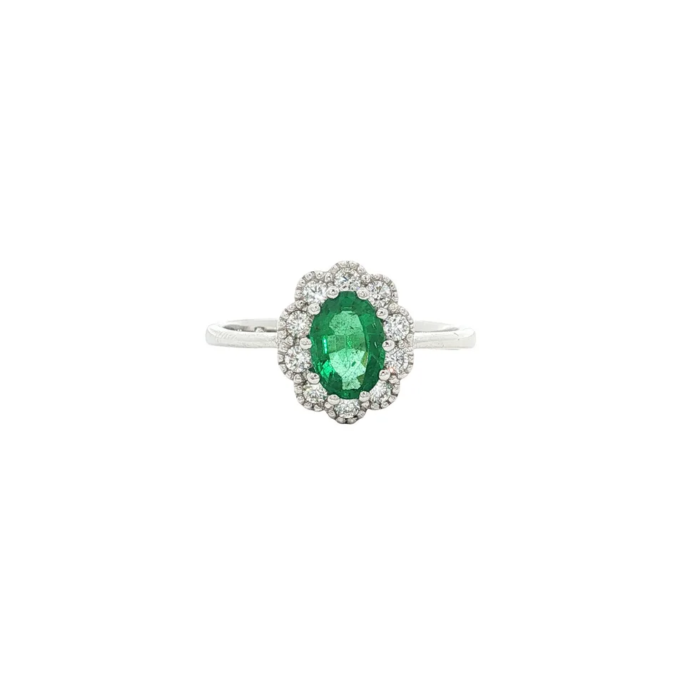 Vintage 14K Gold Ring with Emerald and Diamond