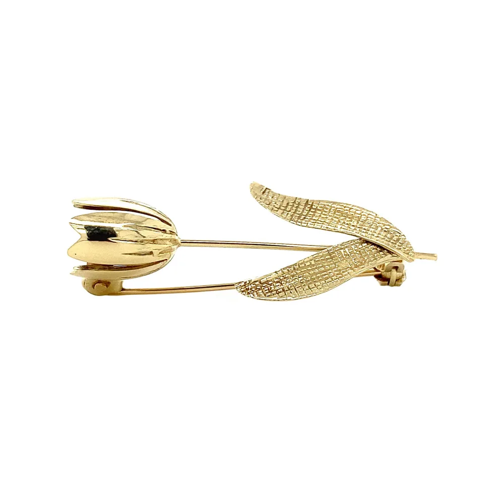 Vintage 14K Gold Brooch Tulip