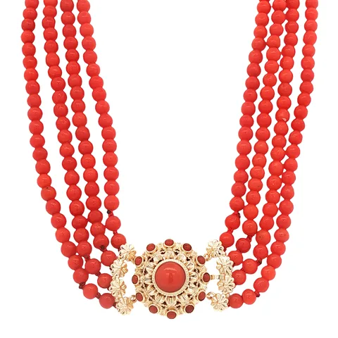 Vintage Red Coral Necklace with 14K Gold Clasp
