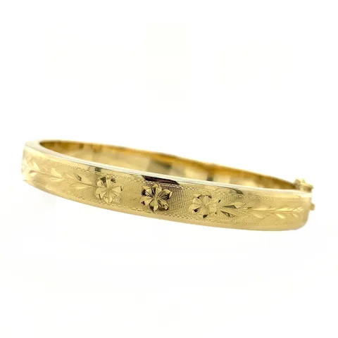 Vintage 14K Gold Bangle with Engraving