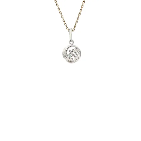 Vintage 14K White Gold Pendant with Diamond