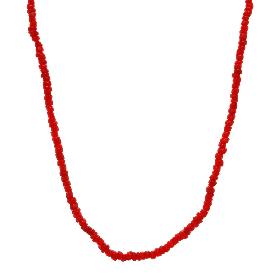Vintage Red Coral Necklace with 14K Gold Clasp 38.5 cm