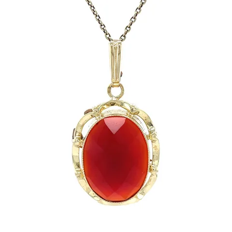 Vintage 14K Gold Pendant with Carnelian