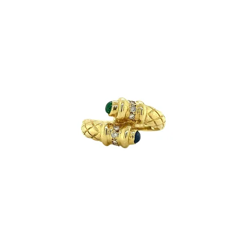 Vintage 14K Gold Ring with Emerald, Sapphire and Diamond