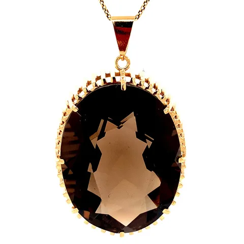 Vintage 14K Gold Pendant with Smoky Quartz