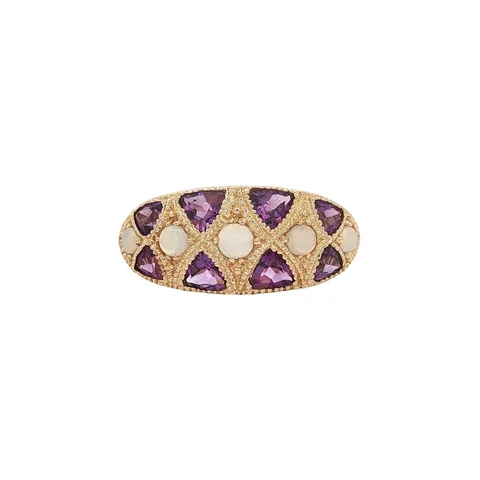 Vintage 14K Gold Ring with Opal and Amethyst