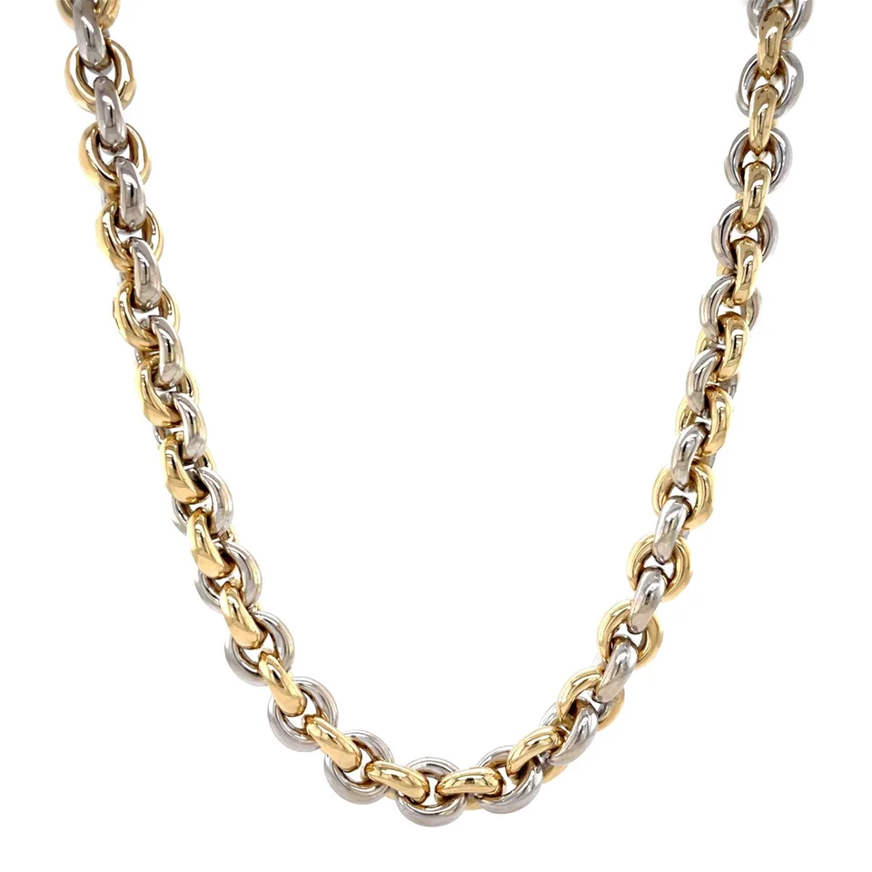 Vintage 14K Two Tone Gold Jaseron Necklace