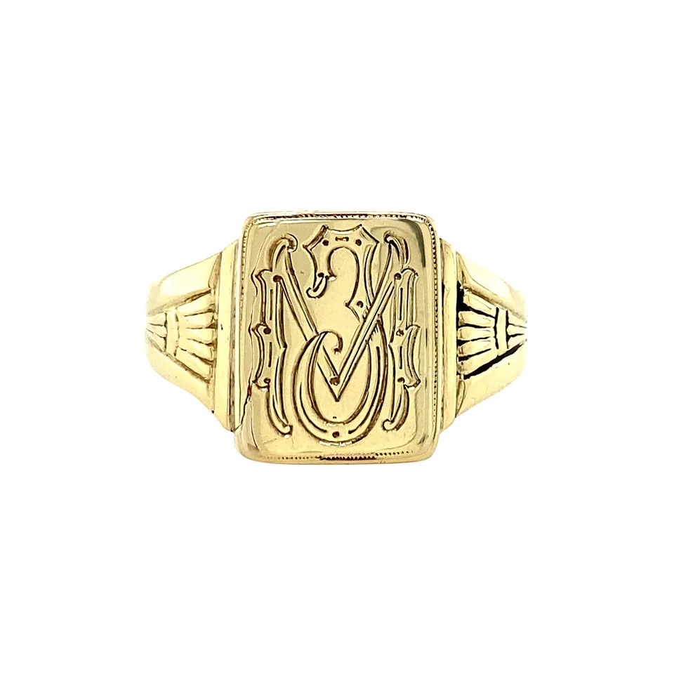 Vintage 14K Gold Signet Ring with Engraving