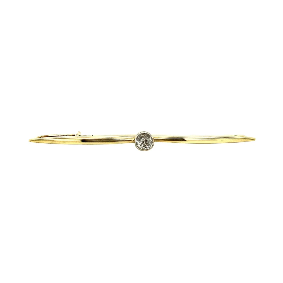 Vintage 14K Gold Brooch with Diamond