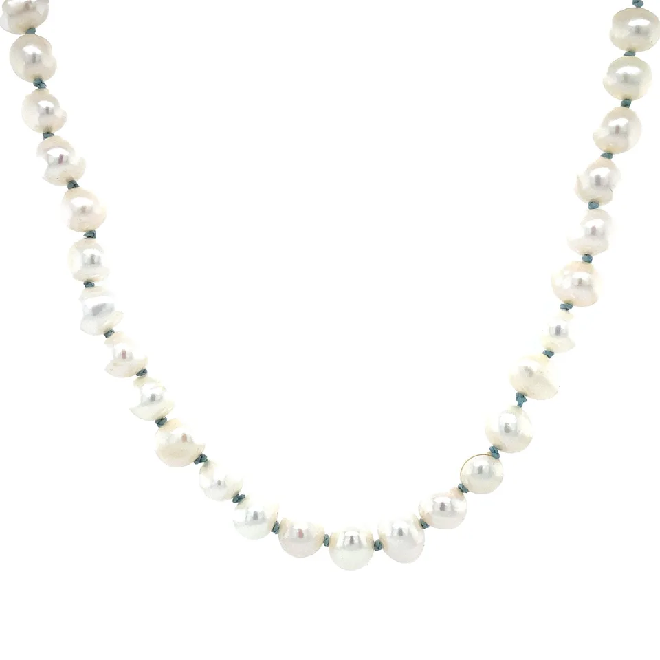 Vintage Pearl Necklace with 14K Gold Clasp 48 cm