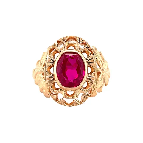 Vintage 14K Rose Gold Ring with Ruby
