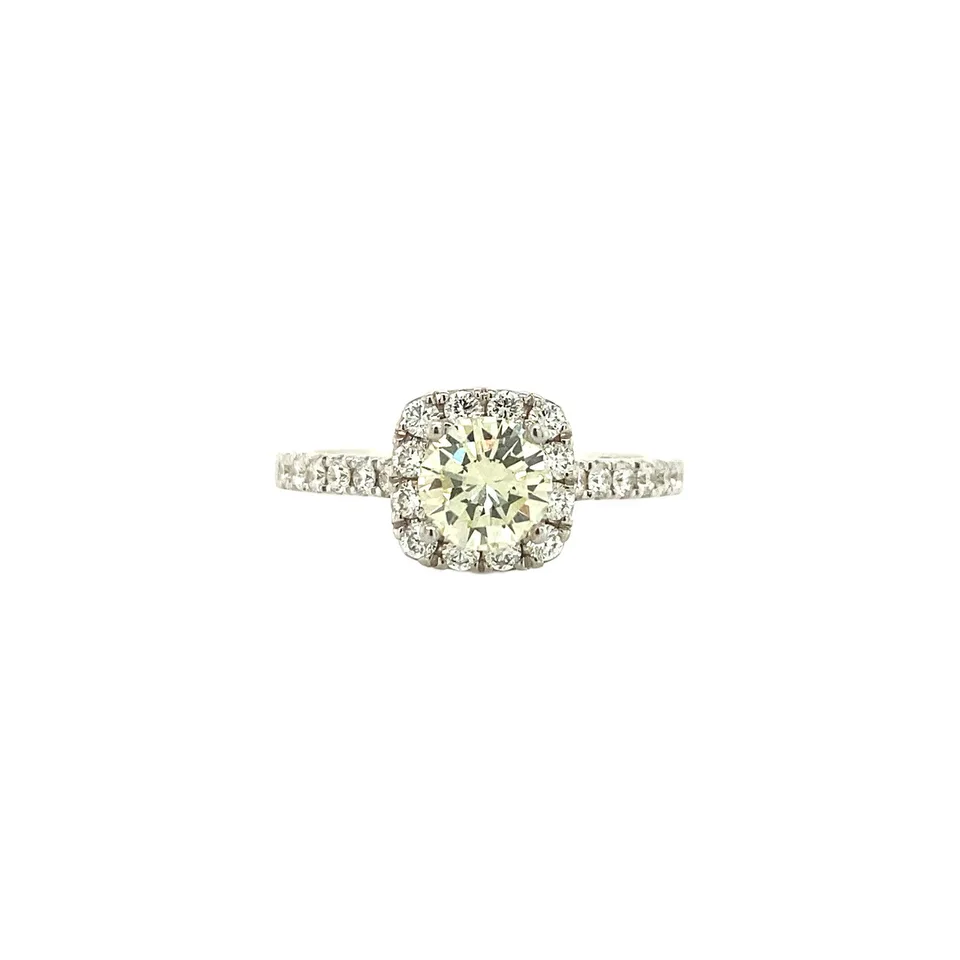 Vintage 18K White Gold Ring with Diamond