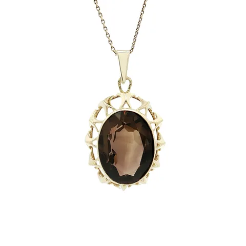 Vintage 14K Gold Pendant with Smoky Topaz
