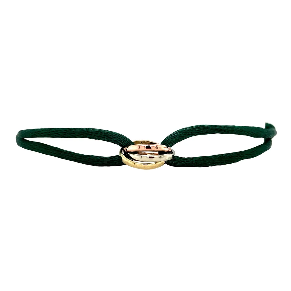 Vintage Satin 14K Gold Bracelet with Trinity Link
