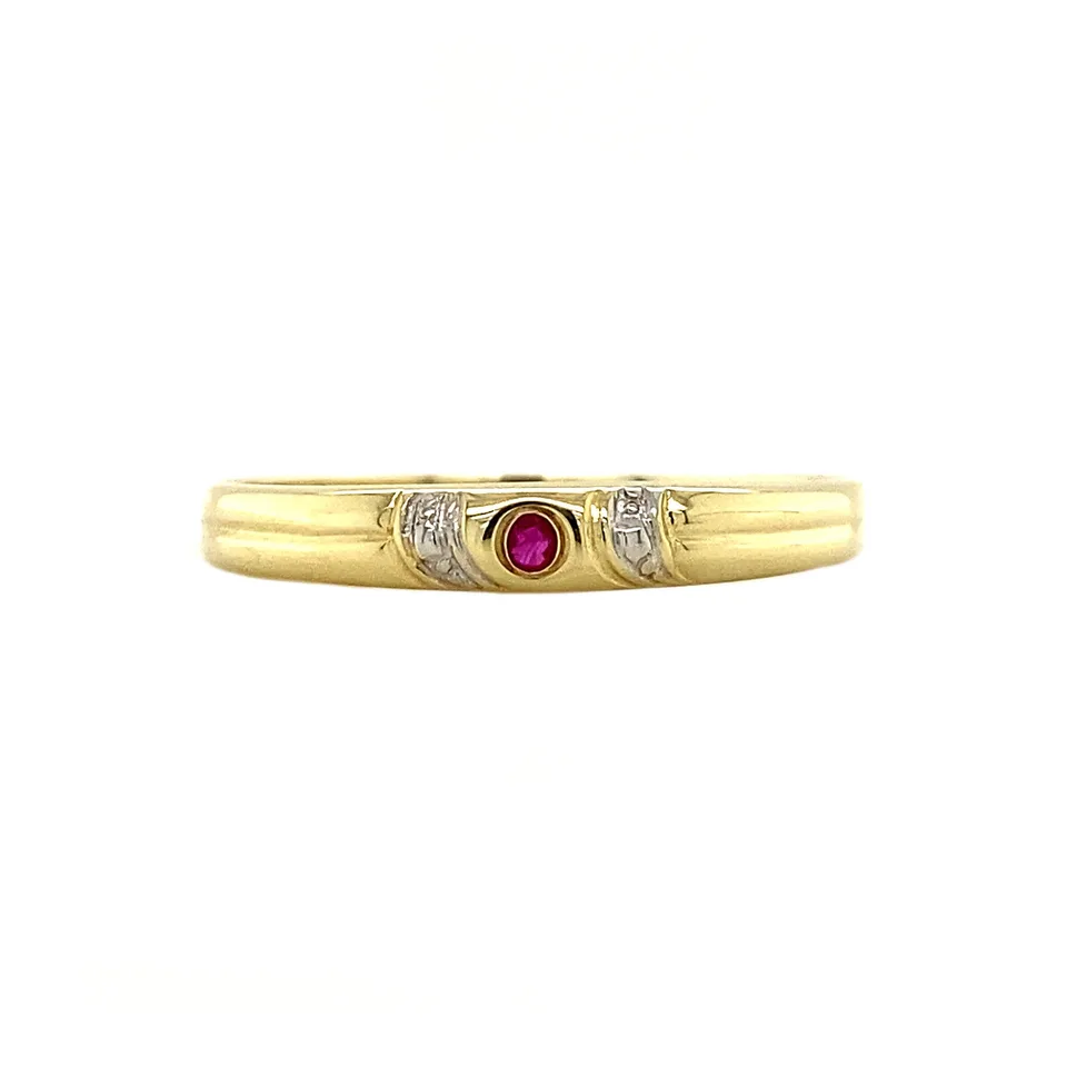 Vintage 14K Two Tone Gold Ring with Ruby