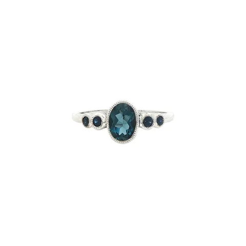 Vintage Silver Ring with Blue Topaz