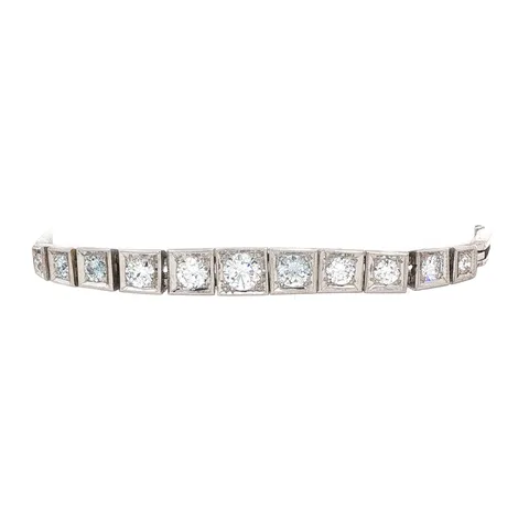 Vintage 12K White Gold Bracelet with Diamond
