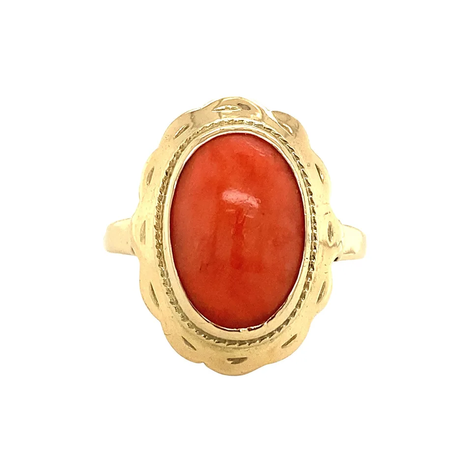 Vintage 14K Gold Ring with Red Coral